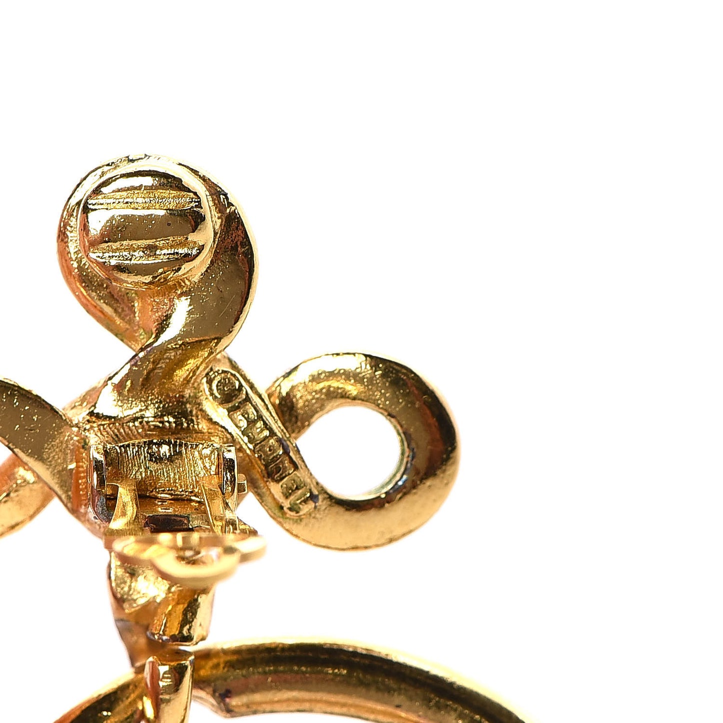 Large CC Drop Clip On Earrings Gold