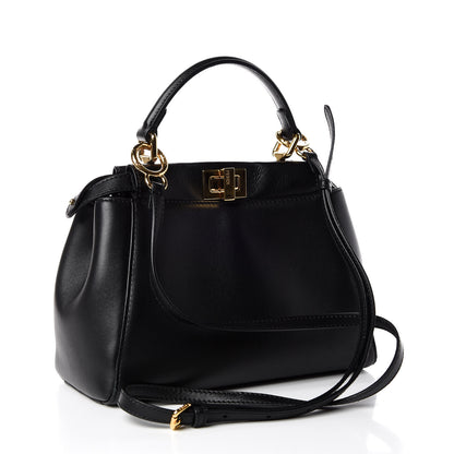 Fendi Nappa Mini Peekaboo Iconic Satchel Black 3 of 10