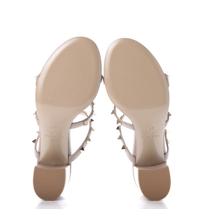 Valentino Garavani Calfskin Rockstud 60mm Caged Slide Sandals 35.5 Poudre 7 of 11