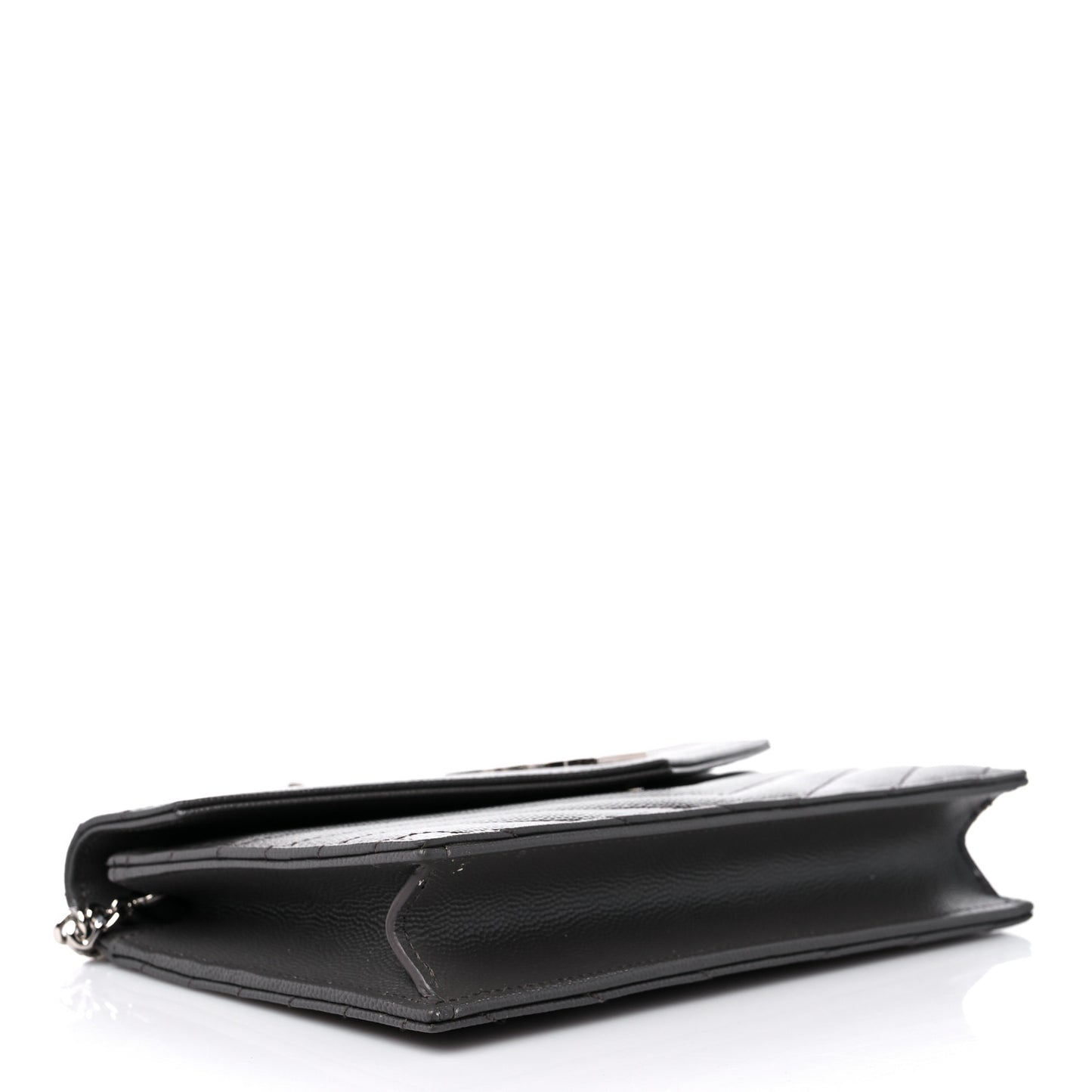 Grain De Poudre Matelasse Chevron Monogram Envelope Chain Wallet Gray