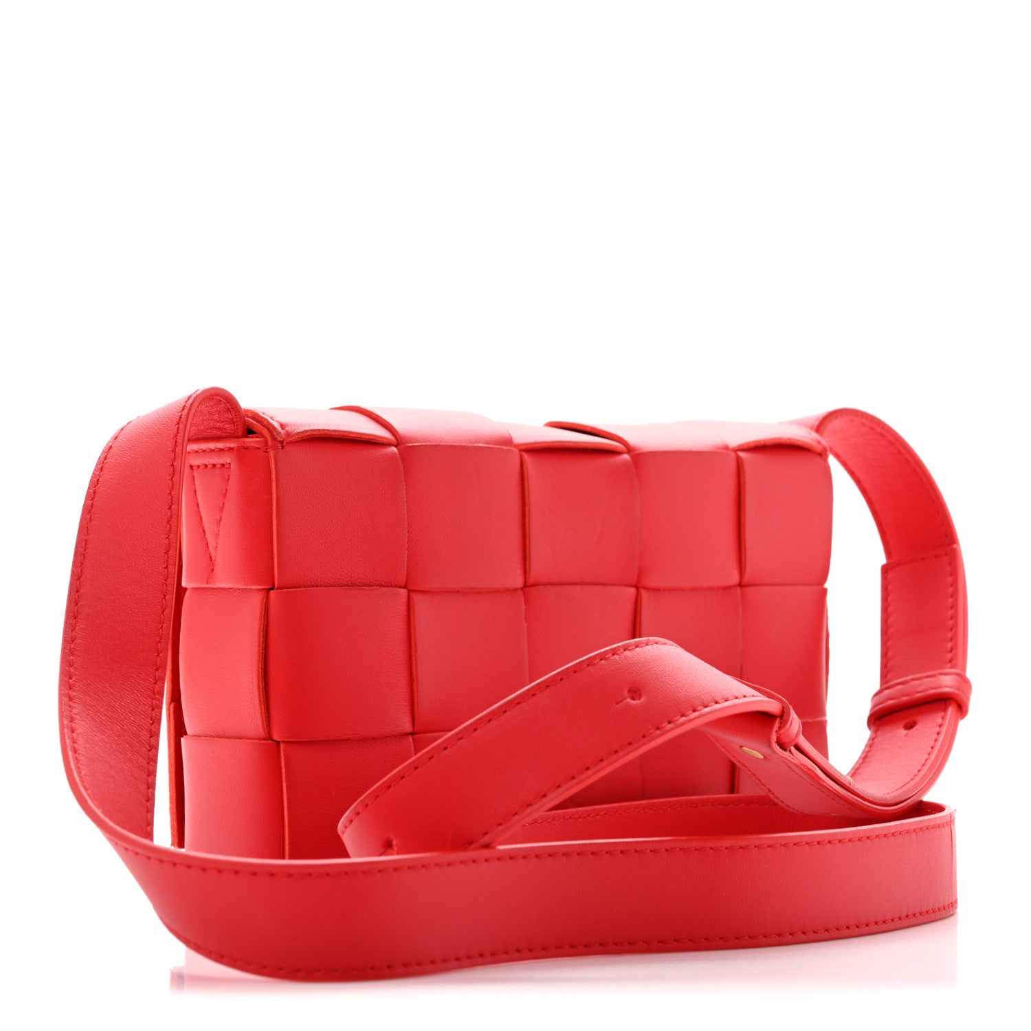 Bottega Veneta Lambskin Maxi Intrecciato Small Cassette Crossbody Bag Redstone 2 of 12