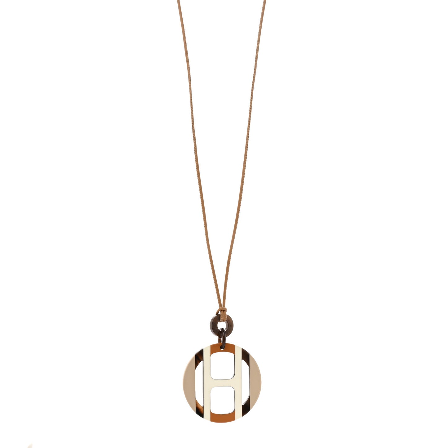 Buffalo Horn Lacquer H Equipe Pendant Necklace Sable