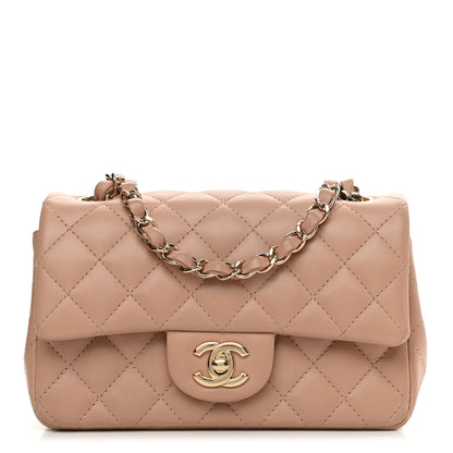 Chanel Lambskin Quilted Mini Rectangular Flap Beige 1 of 9
