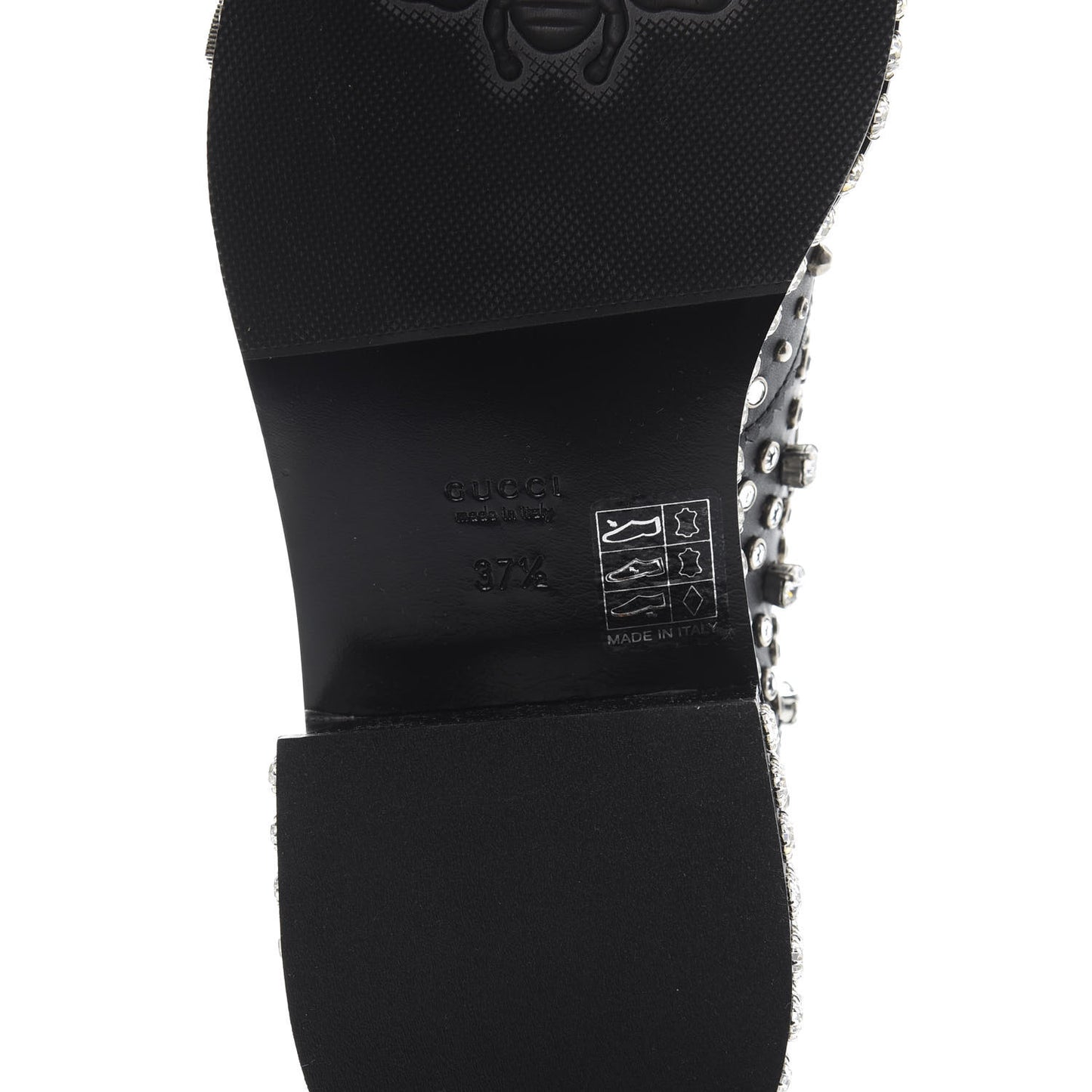 Calfskin Crystal Studded Womens Queercore Brogue Monk Strap Loafers 37.5 Black