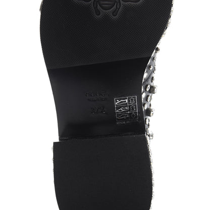Gucci Calfskin Crystal Studded Womens Queercore Brogue Monk Strap Loafers 37.5 Black 8 of 10