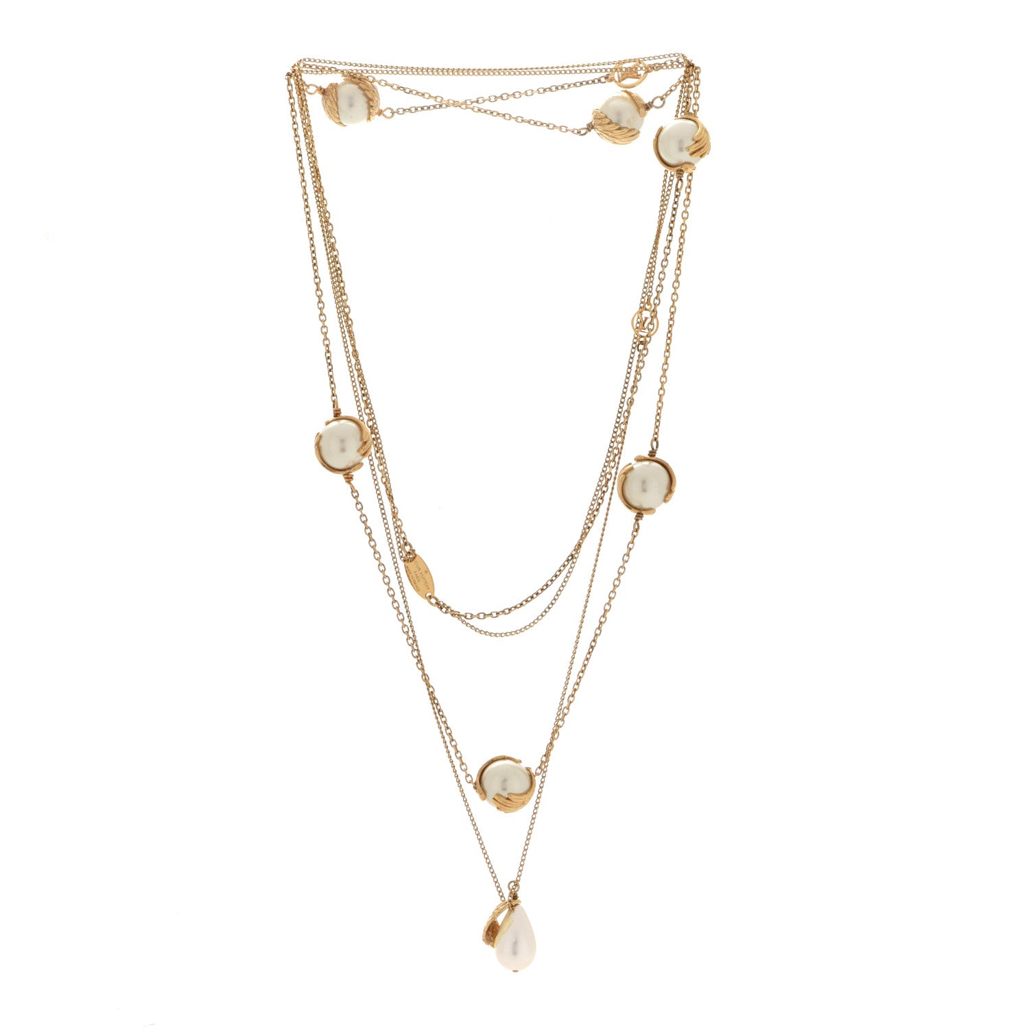 Louis Vuitton Sautoir Pearl Angels Necklace Gold 3 of 6