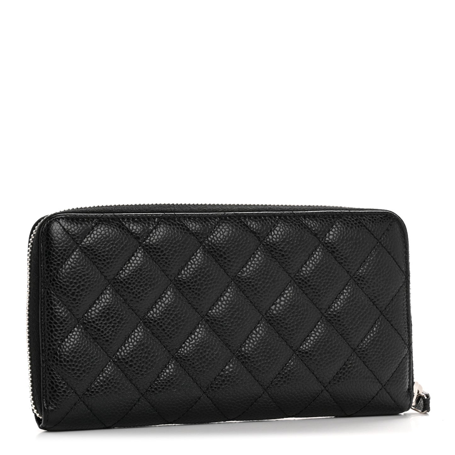 Caviar Quilted Large Gusset Zip Around Wallet Black