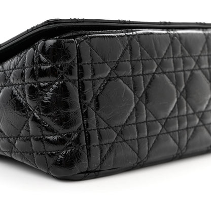Christian Dior Crinkled Patent Lambskin Cannage Medium Caro Bag Black 10 of 11