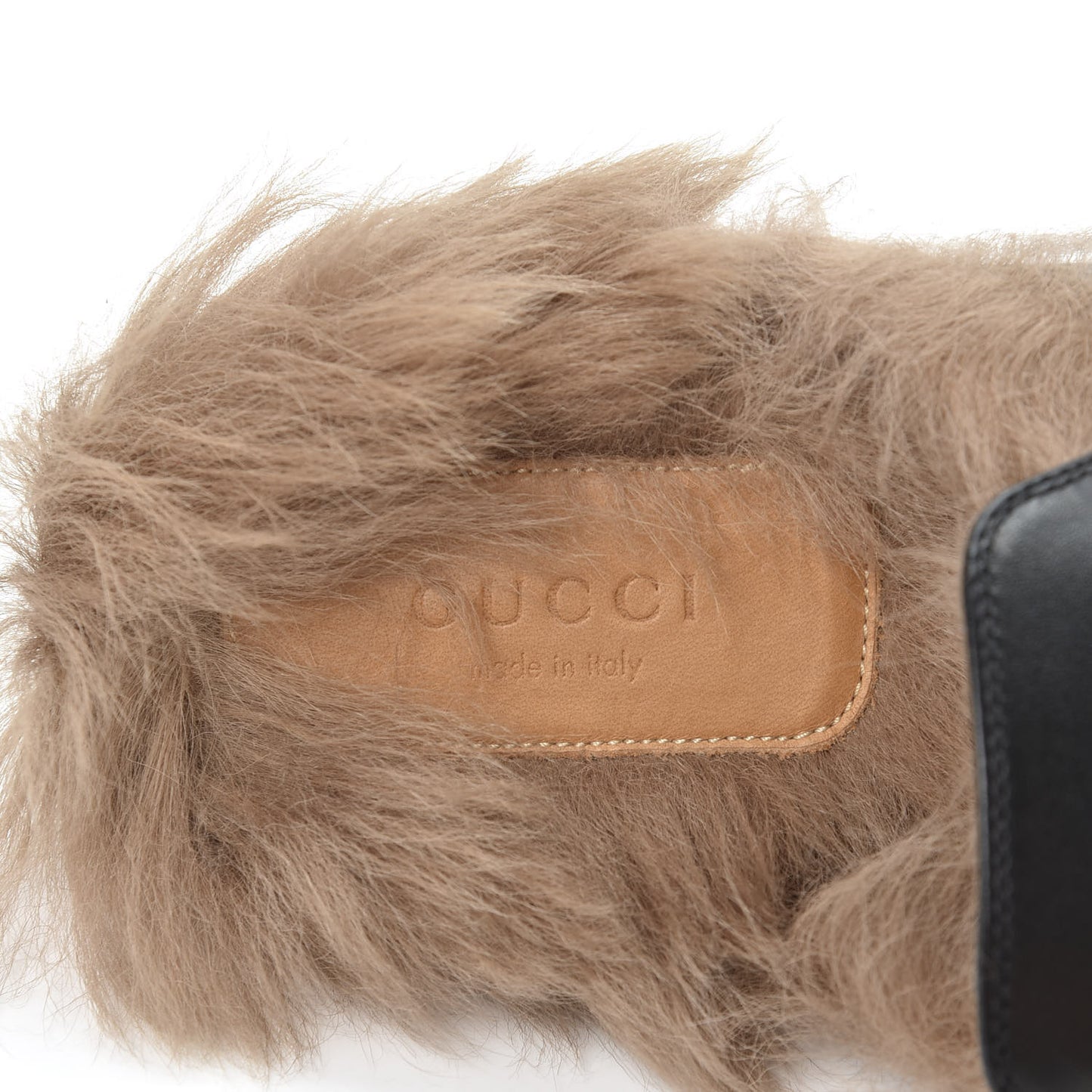 Calfskin Fur Womens Princetown Slippers 36.5 Black