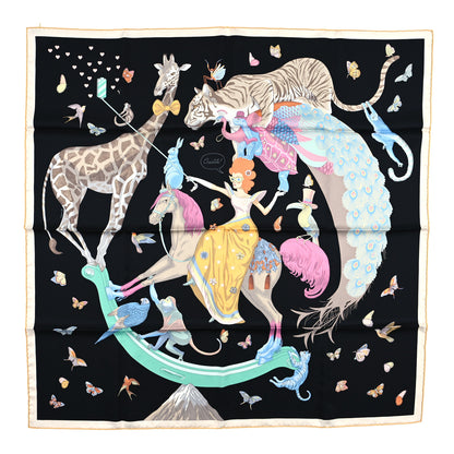 Hermes Silk Story Scarf 90 Marron Black Jaune Multicolor 1 of 6