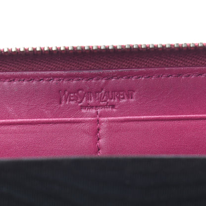 Saint Laurent Textured Patent Calfskin Belle De Jour Zip Around Wallet Fuchsia 6 of 6