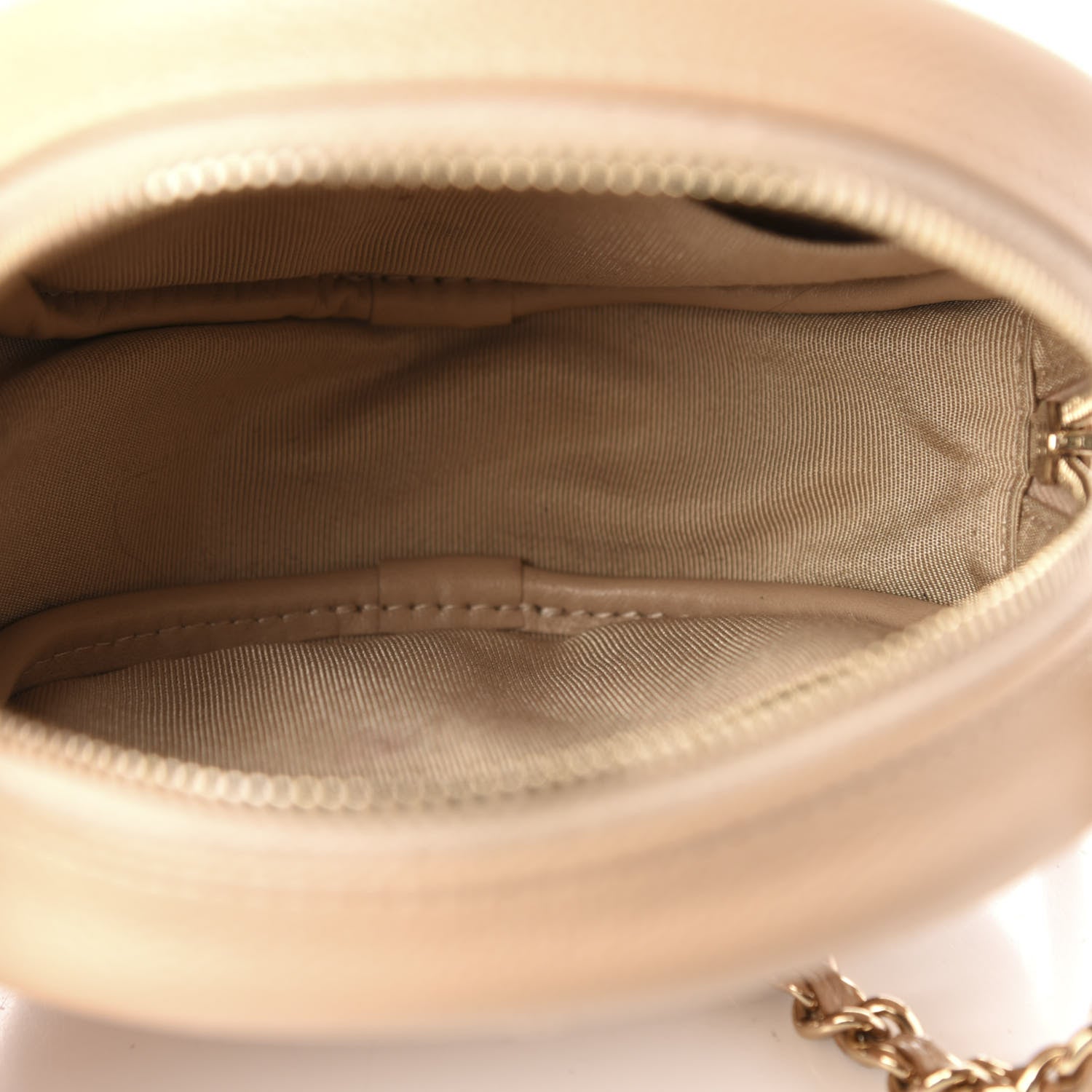 Chanel Caviar Quilted Round Clutch With Chain Beige 5 of 12