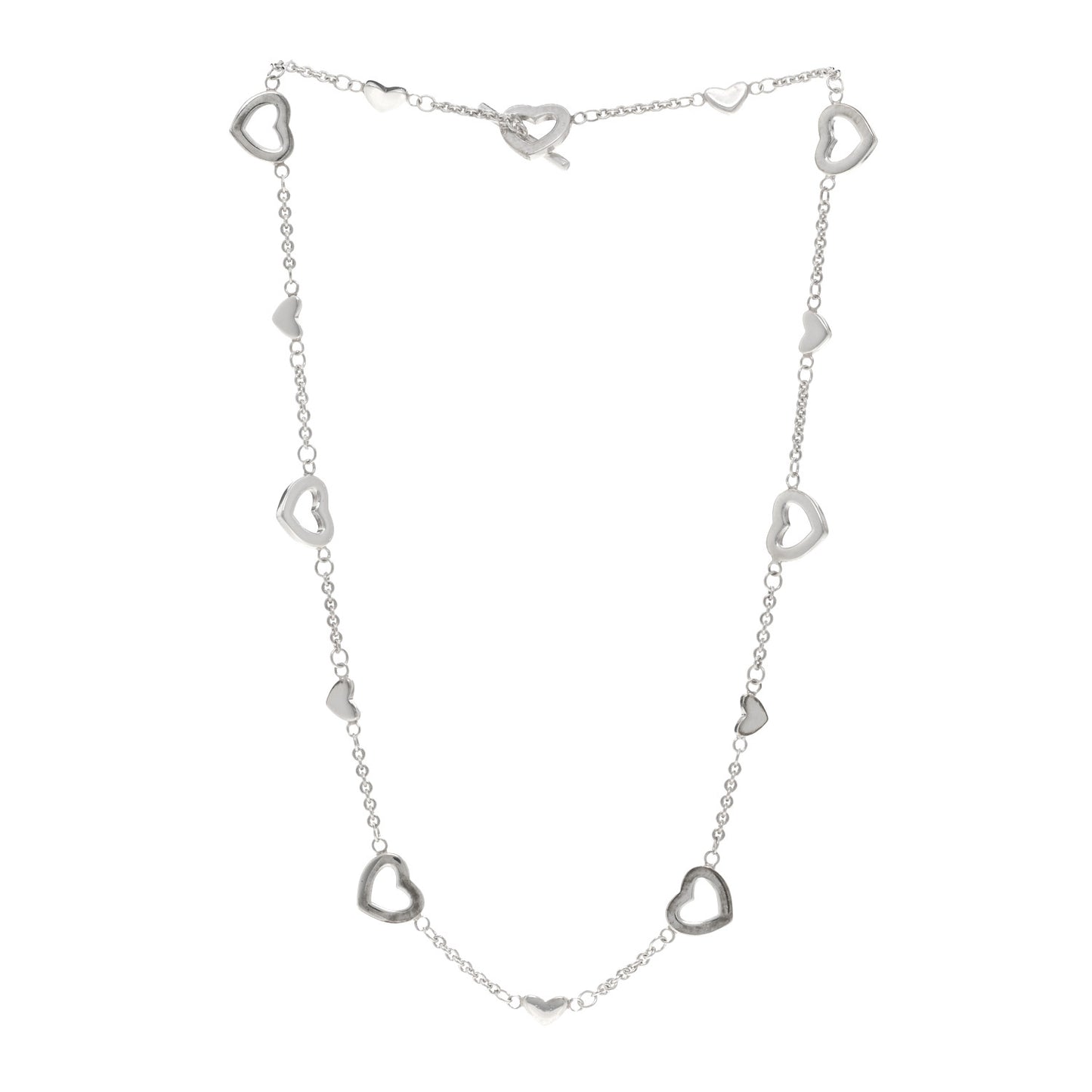 Sterling Silver Open Heart Station Necklace