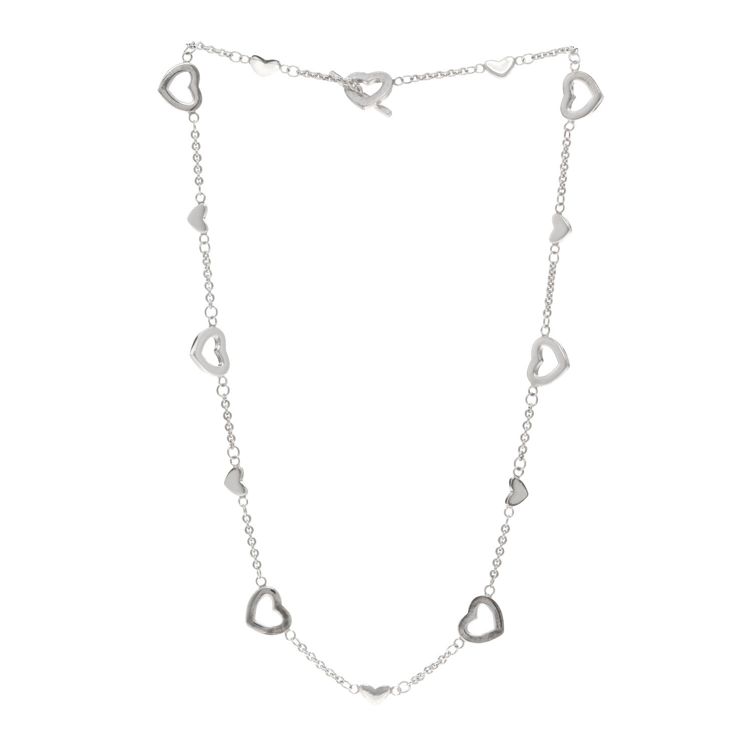 Tiffany Sterling Silver Open Heart Station Necklace 3 of 4