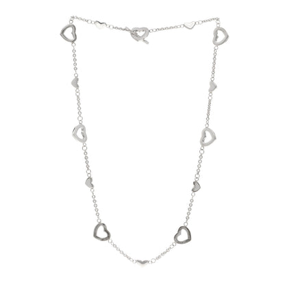 Tiffany Sterling Silver Open Heart Station Necklace 3 of 4