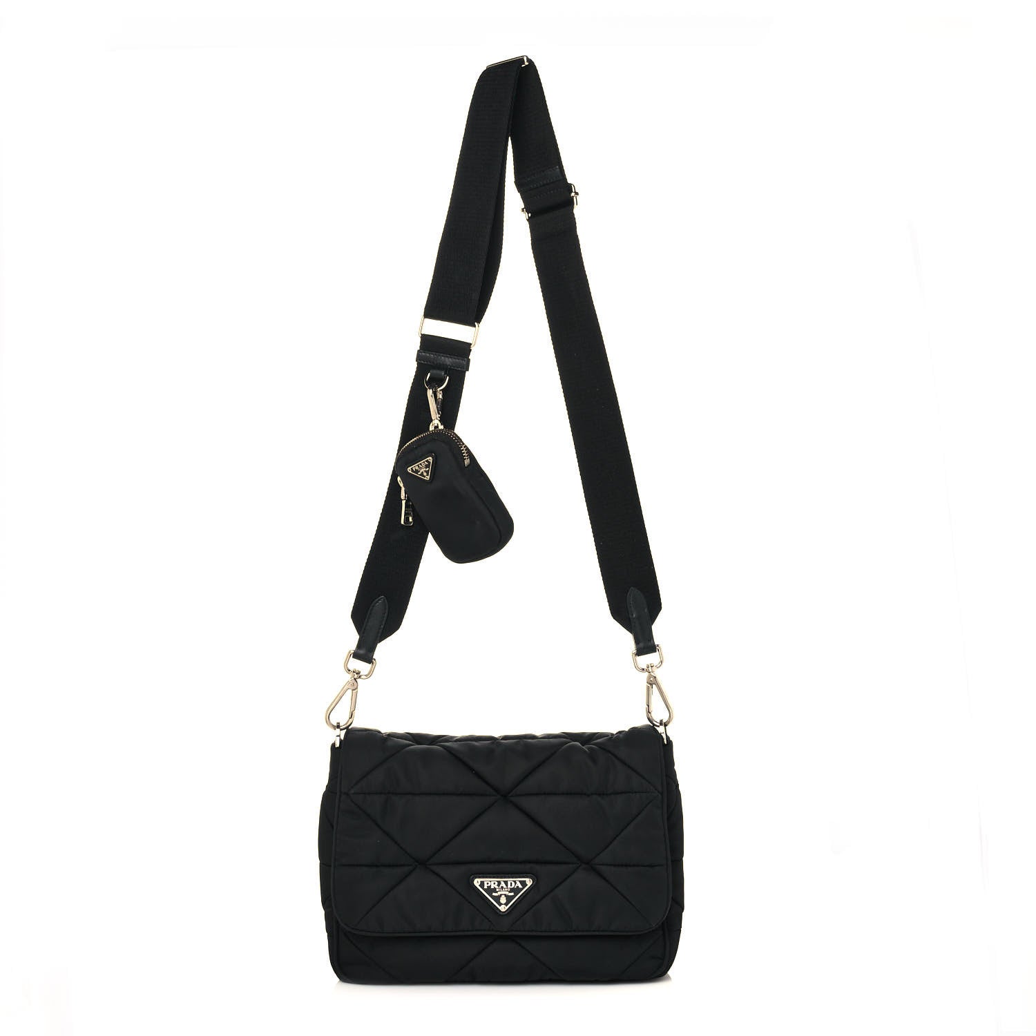 Prada Re-Nylon Quilted Padded Flap Shoulder Bag Black 1 of 10