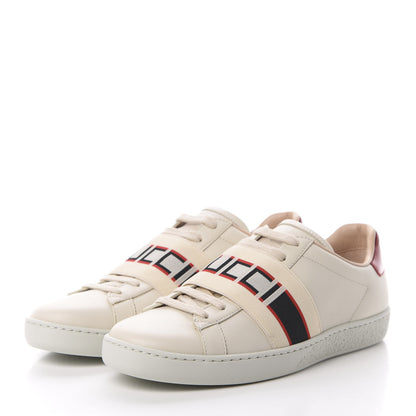 Gucci Calfskin Stripe Womens New Ace Sneakers 36 New Mystic White Ecru Red Flame 3 of 9