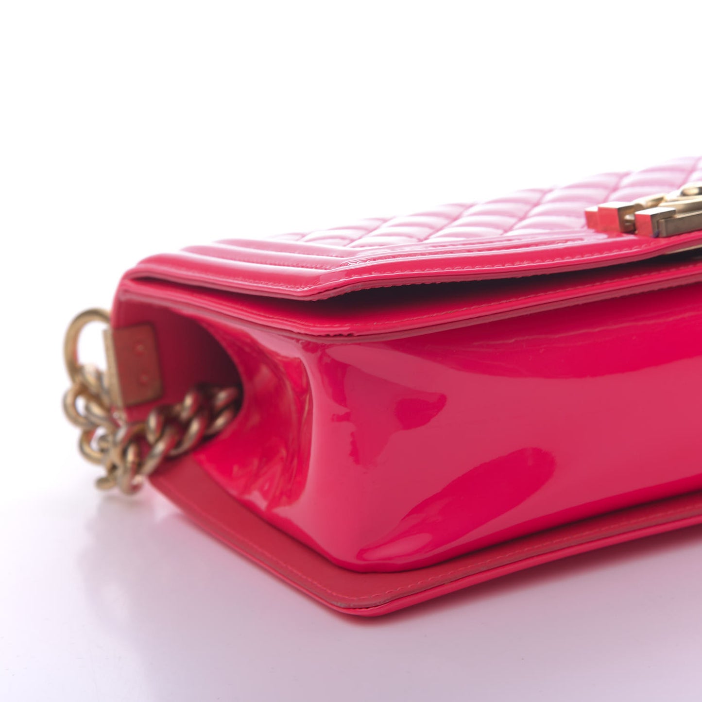 Patent Quilted Medium Boy Flap Pink