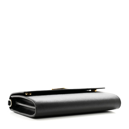 Prada Saffiano Wallet With Shoulder Strap Black 4 of 12