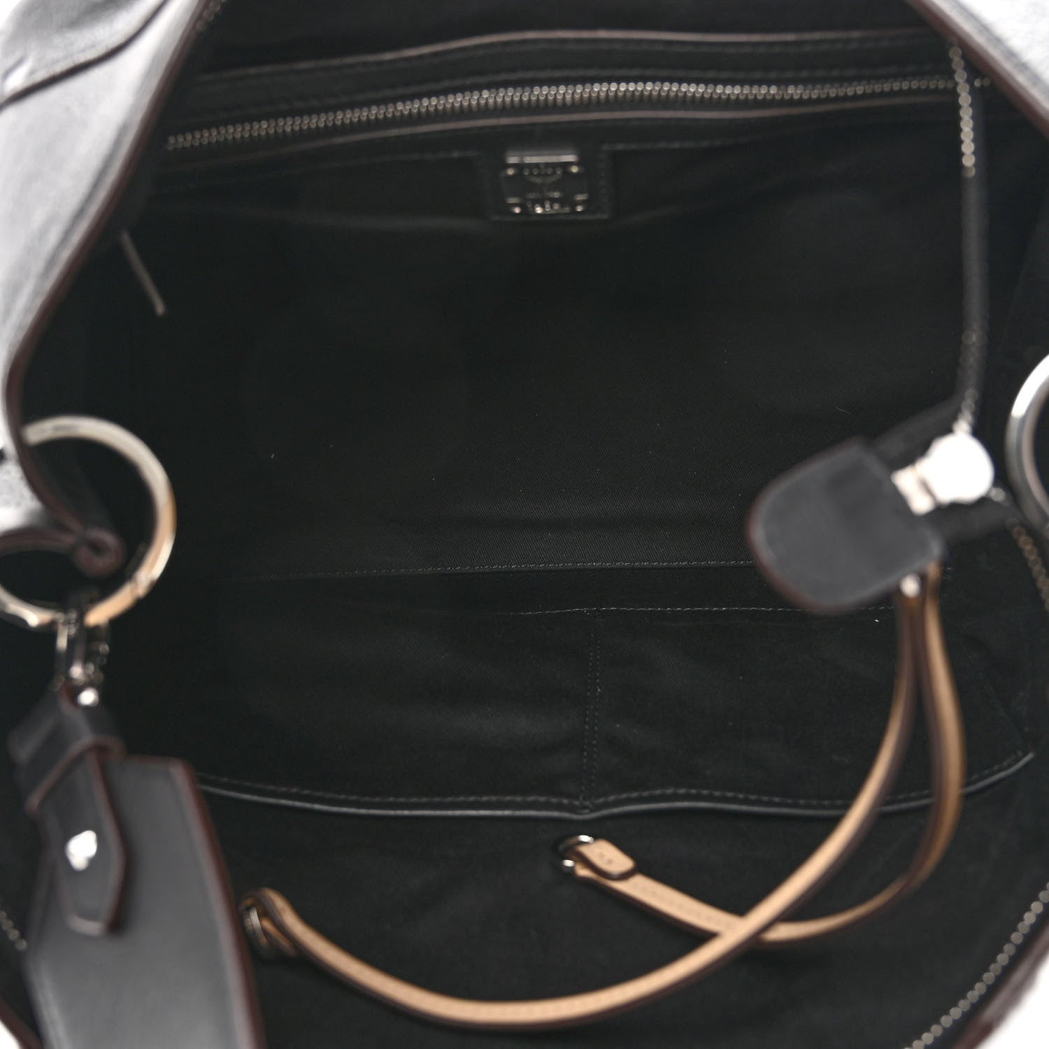 MCM Calfskin Ottomar Monogram Large Klara Hobo Black Beige 5 of 9