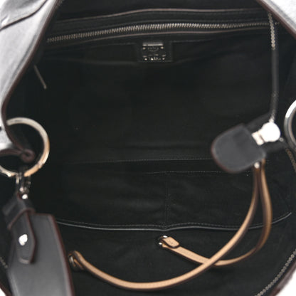 MCM Calfskin Ottomar Monogram Large Klara Hobo Black Beige 5 of 9