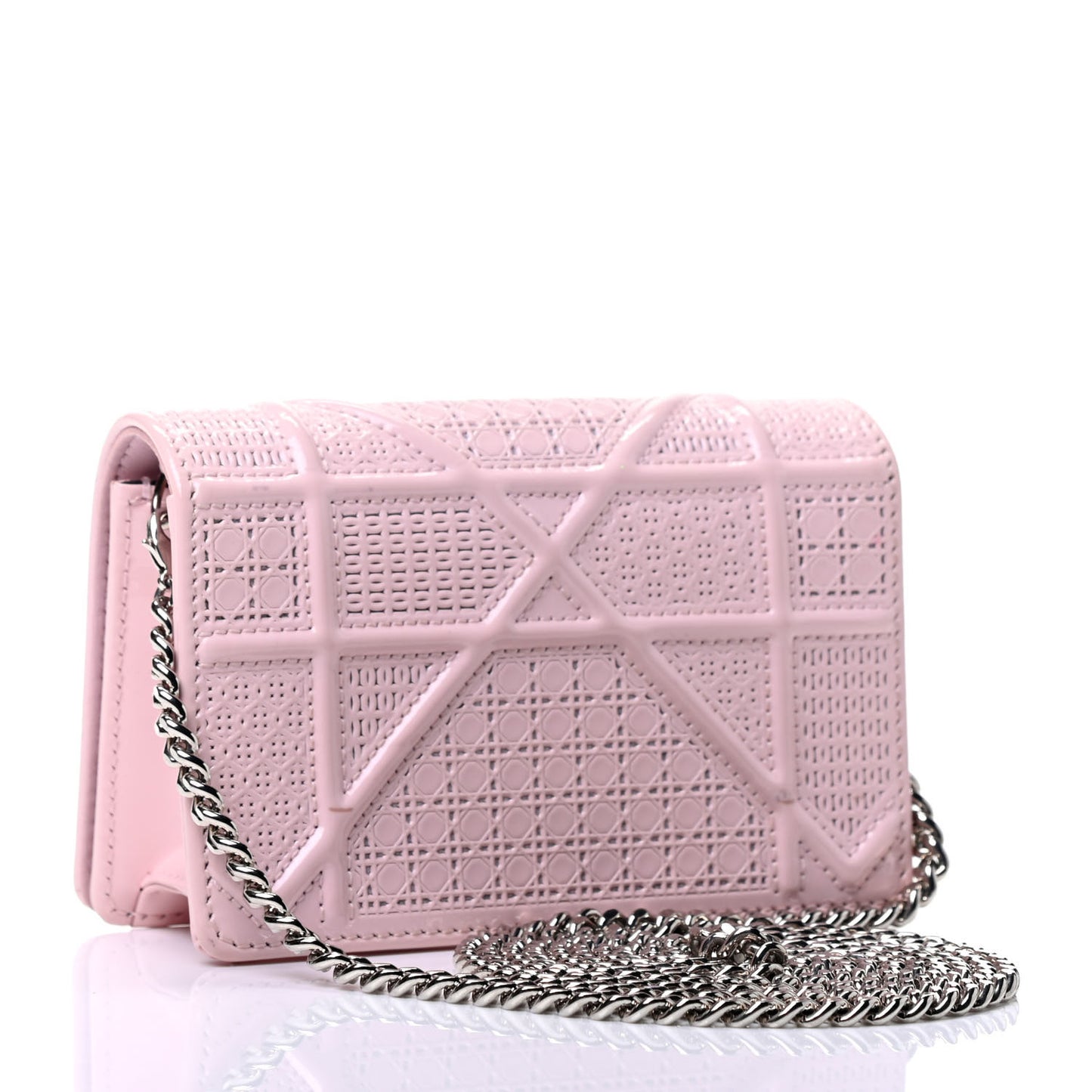 Patent Micro-Cannage Baby Diorama Flap Bag Pale Pink