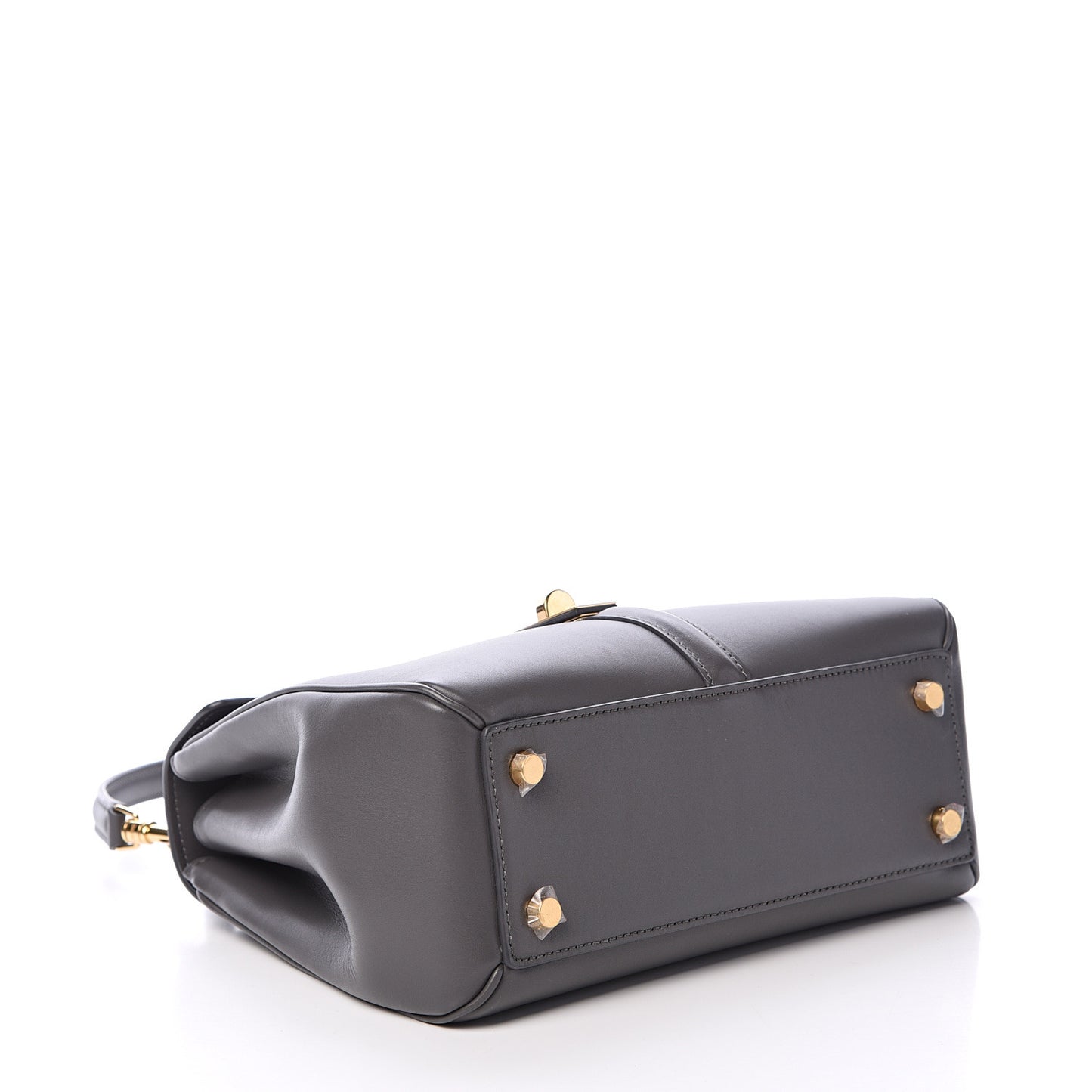 Satinated Calfskin Small 16 Top Handle Bag Gray