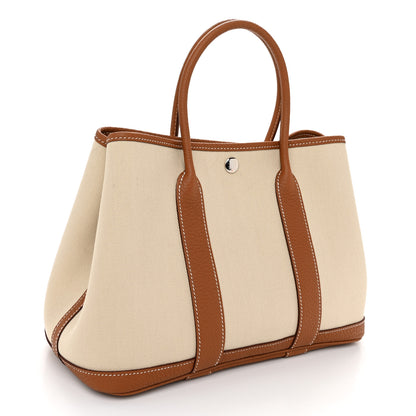 Hermes Grand Chevron Weave Negonda Garden Party 30 TPM Tote Craie Gold 3 of 11