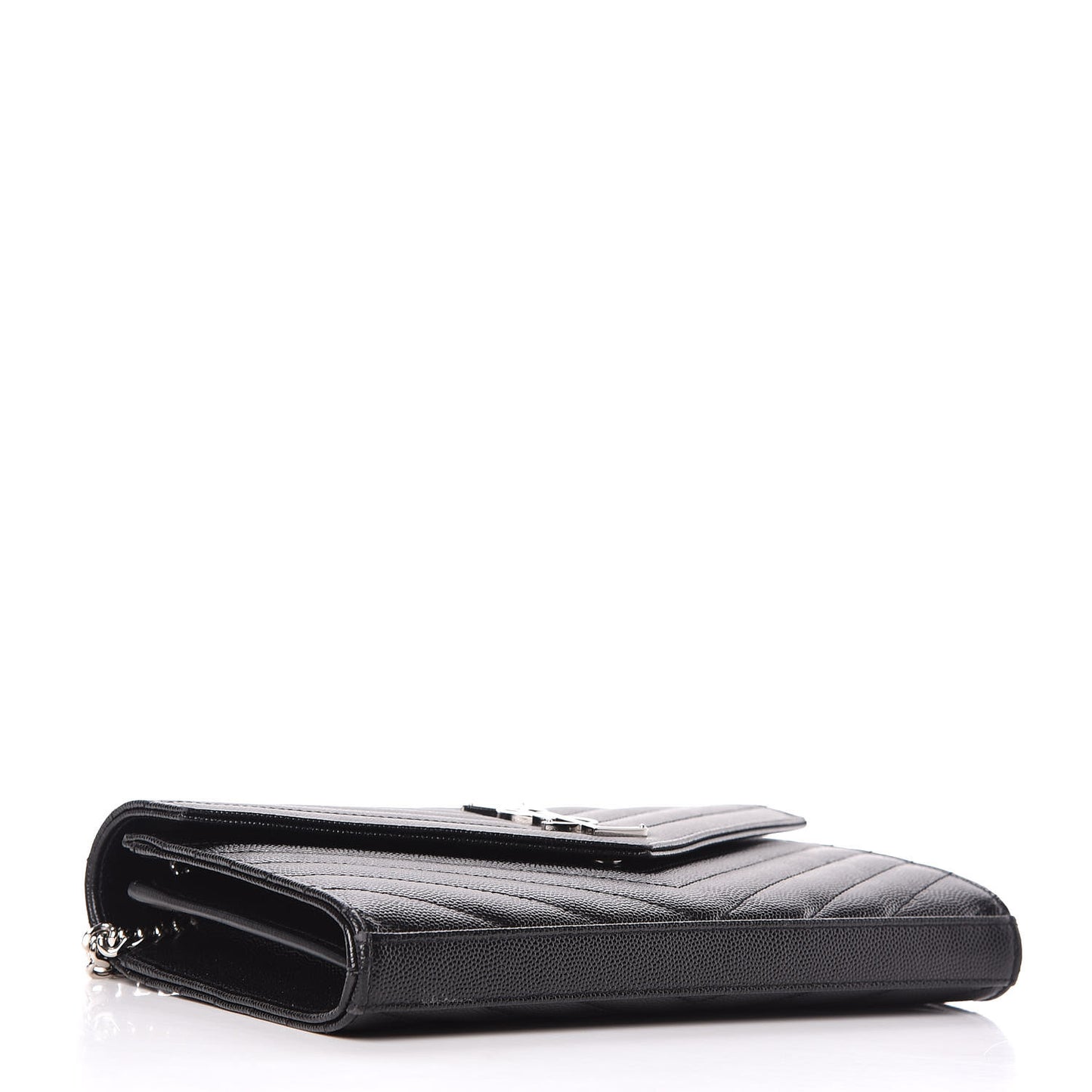 Grain De Poudre Matelasse Chevron Monogram Chain Wallet Black