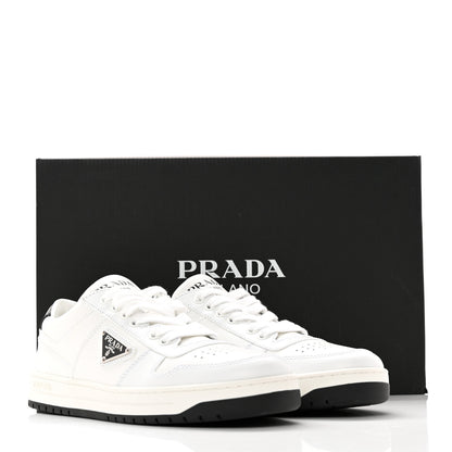 Prada Vitello Rois Triangle Womens Downtown Low Top 30mm Sneakers 39.5 White Black 10 of 10