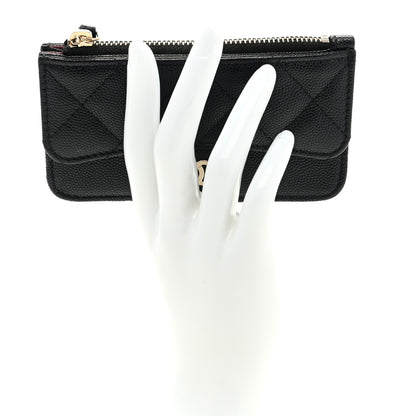 Chanel Caviar Quilted Flap Zip Card Holder Black 2 of 7