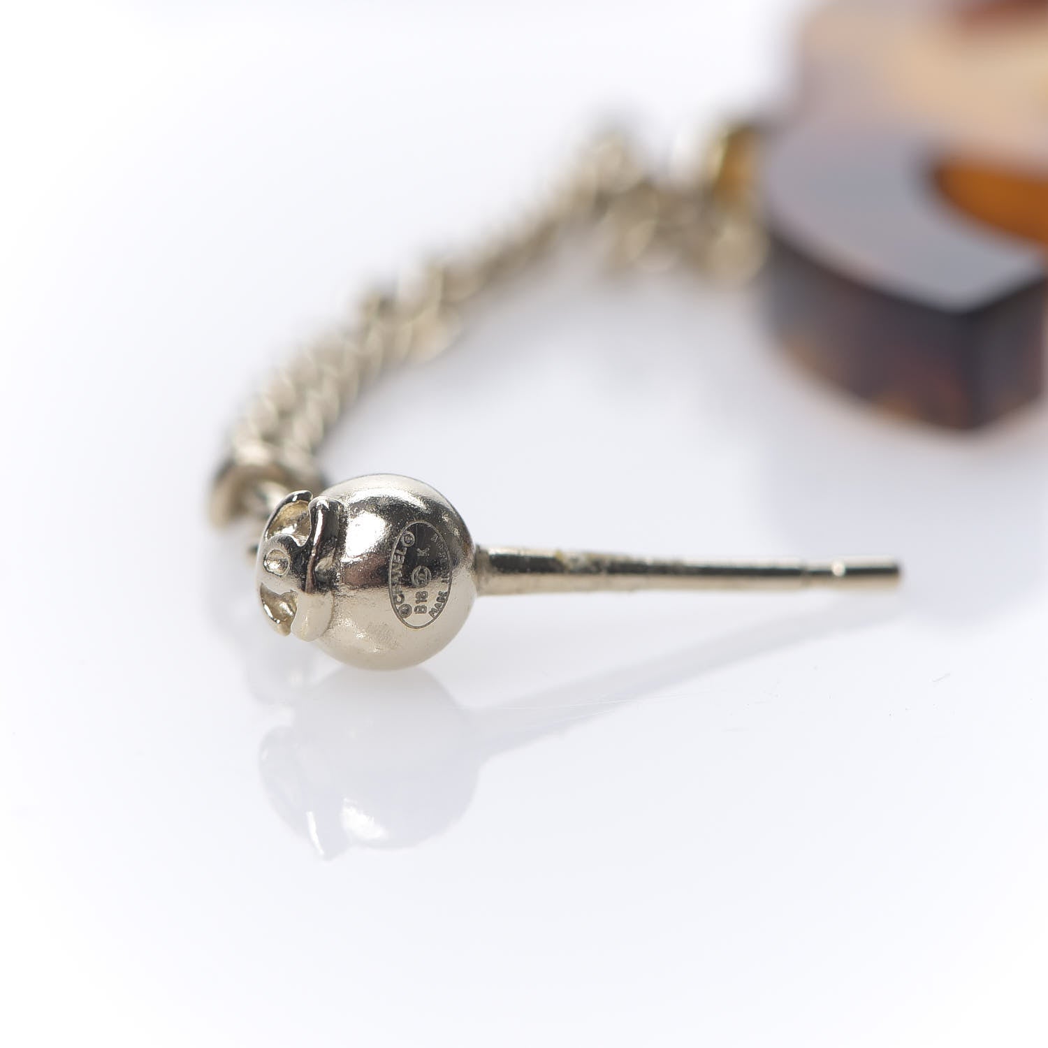 Chanel CC Crystal Drop Earrings Tortoise 4 of 5