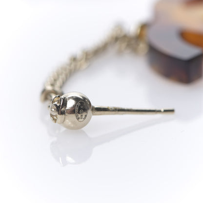 Chanel CC Crystal Drop Earrings Tortoise 4 of 5
