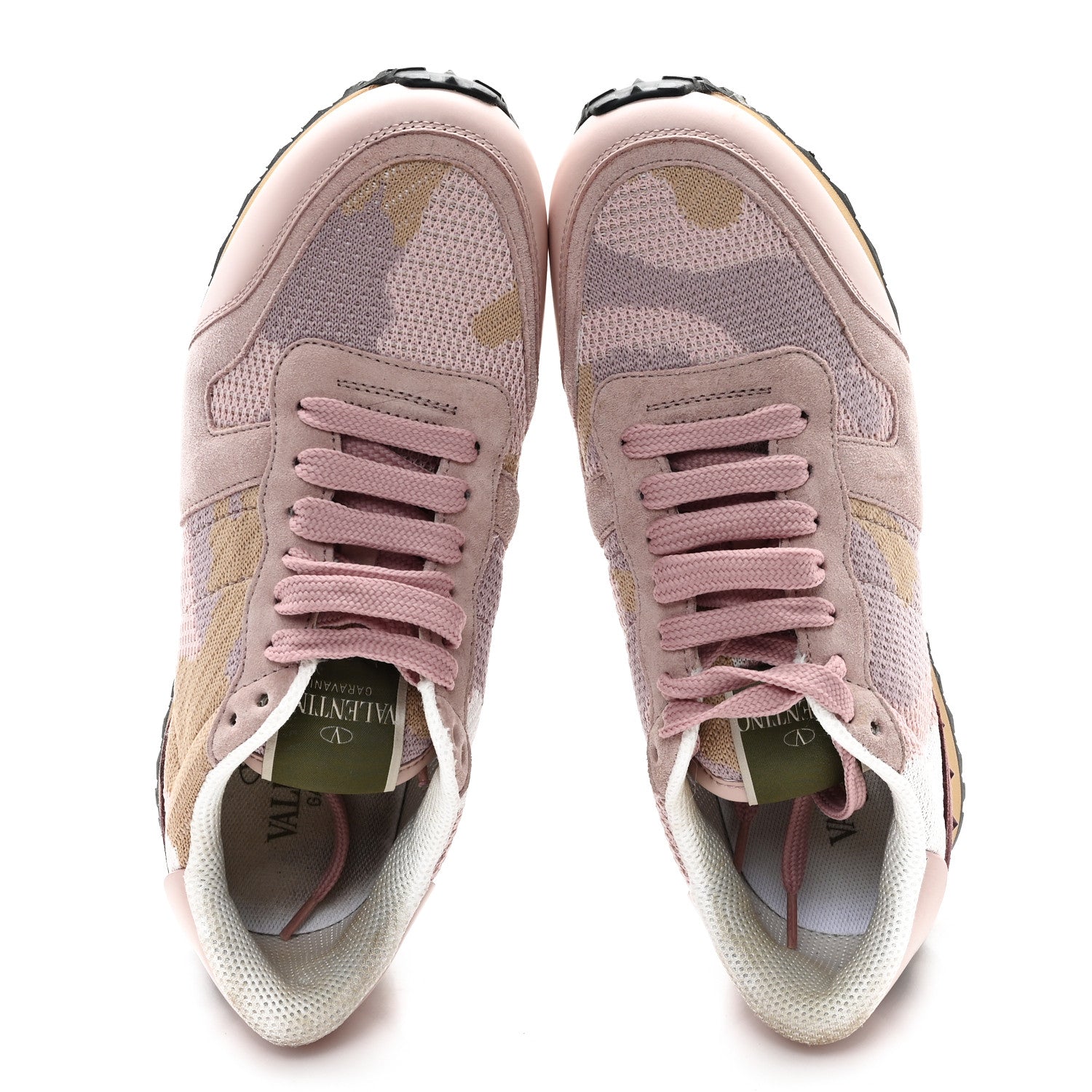 Valentino Garavani Mesh Fabric Suede Camouflage Womens Rockrunner Sneakers 37.5 Multicolor 2 of 10