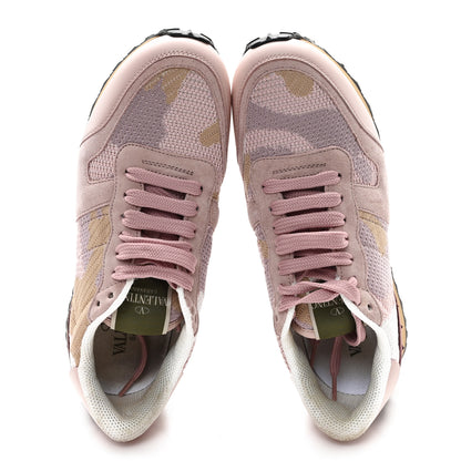 Valentino Garavani Mesh Fabric Suede Camouflage Womens Rockrunner Sneakers 37.5 Multicolor 2 of 10