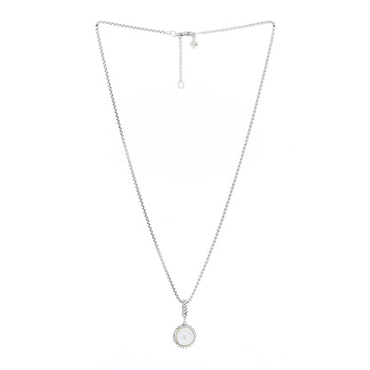 David Yurman Sterling Silver Pearl Cable Pendant Necklace 2 of 3