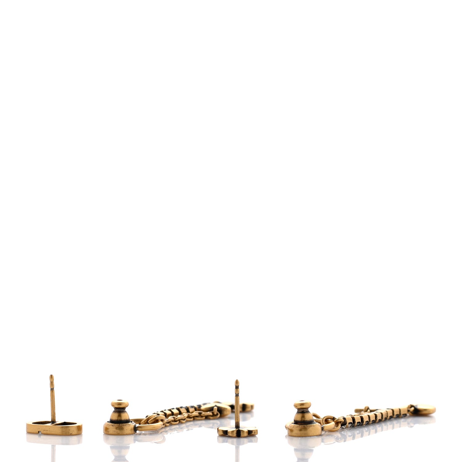 Christian Dior Crystal CD Dangle Chain Earrings Gold 4 of 5