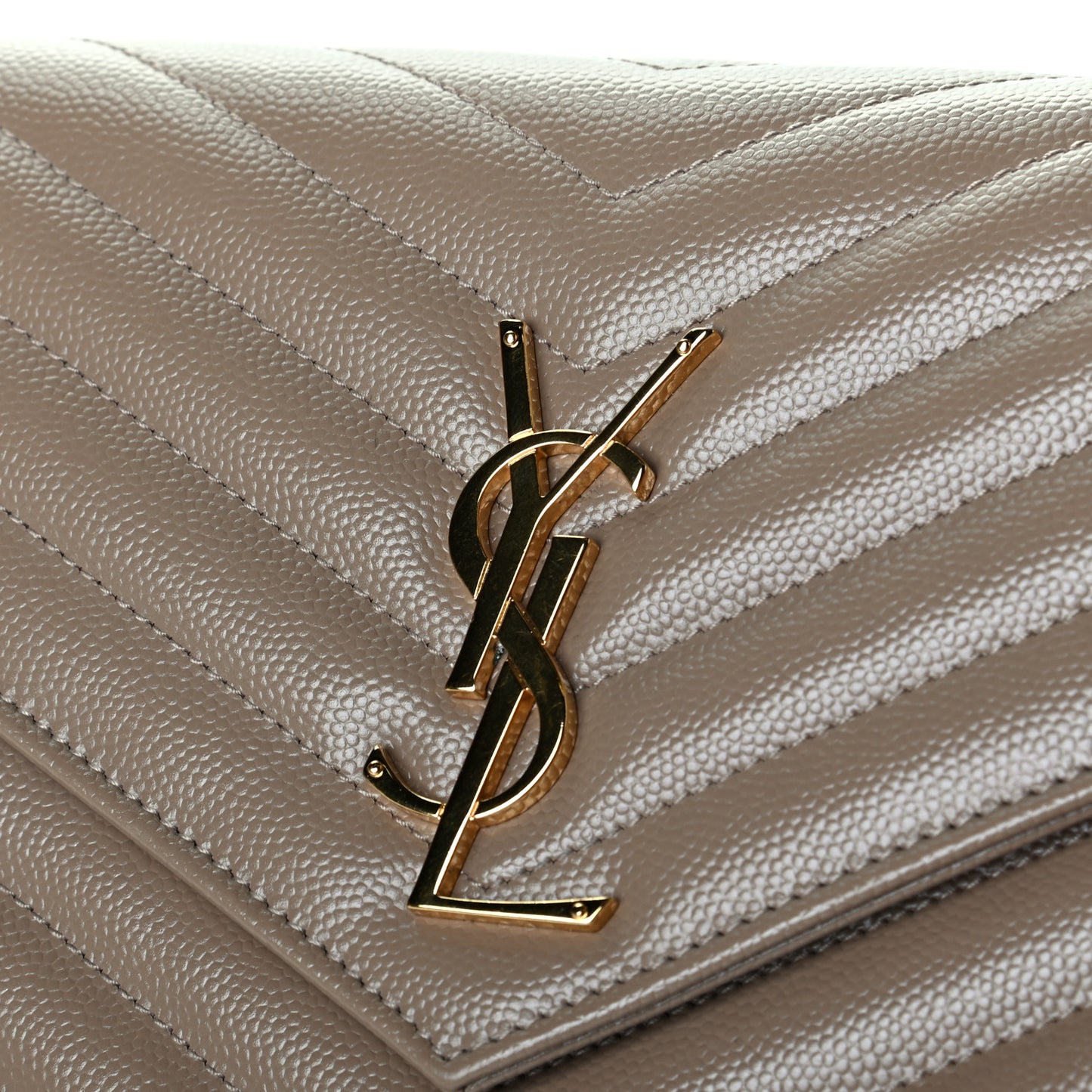 Grain De Poudre Matelasse Chevron Monogram Chain Wallet Light Taupe