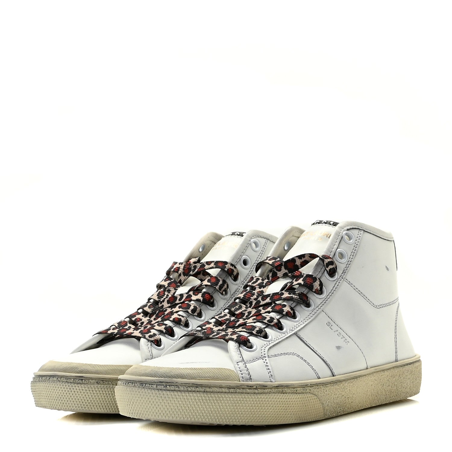 Saint Laurent Calfskin Distressed SL/37M High Top Sneakers 36.5 White 3 of 19