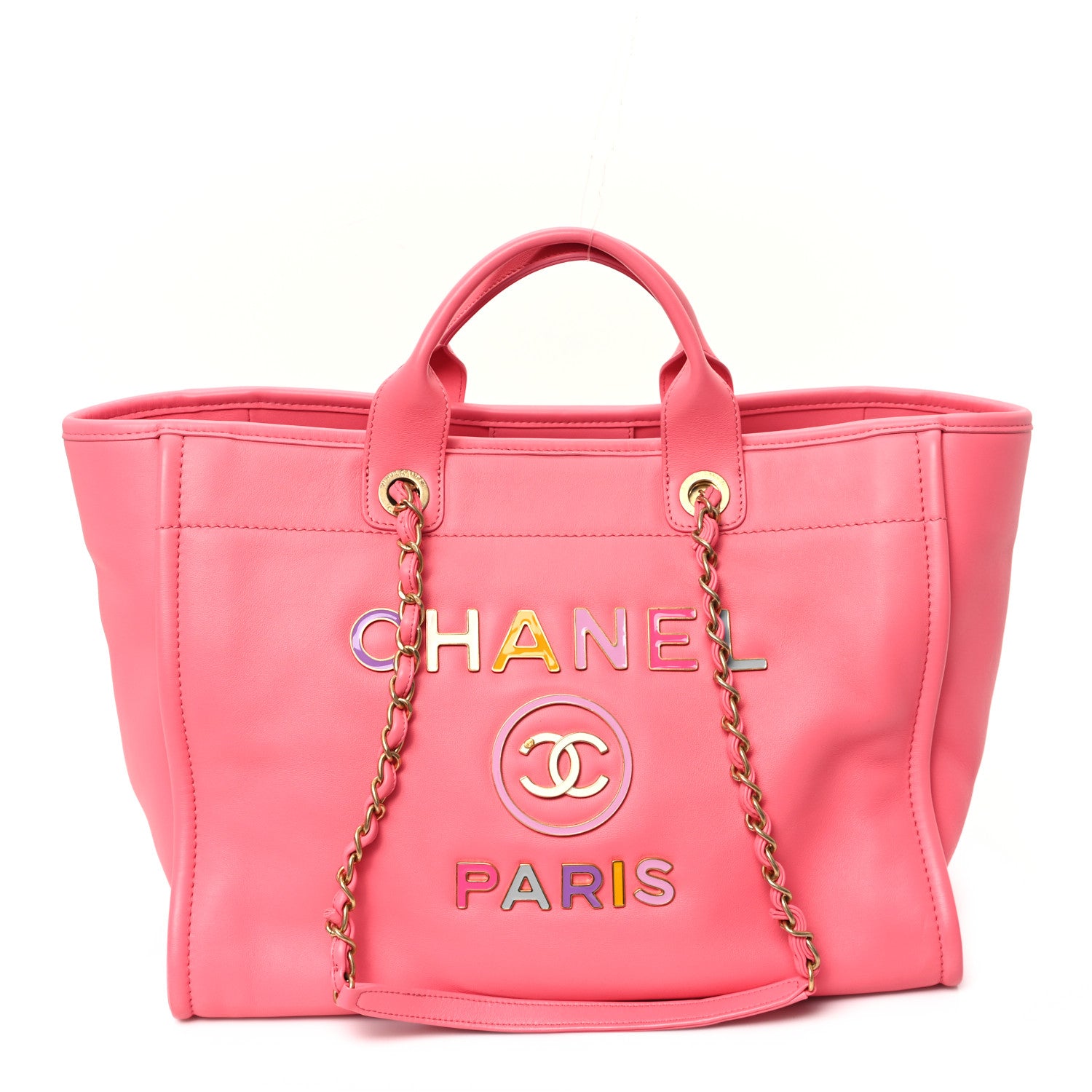 Chanel Calfskin Medium Deauville Tote Coral Pink 1 of 11