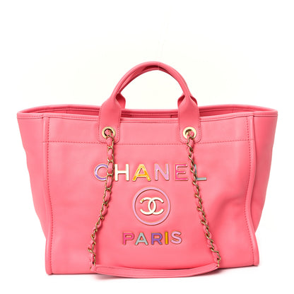 Chanel Calfskin Medium Deauville Tote Coral Pink 1 of 11