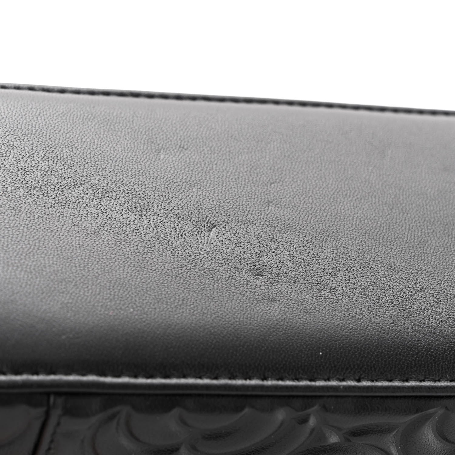 Chanel Lambskin Camellia Embossed Small Vanity Case With Chain Black 11 of 12