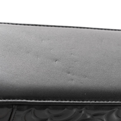 Chanel Lambskin Camellia Embossed Small Vanity Case With Chain Black 11 of 12