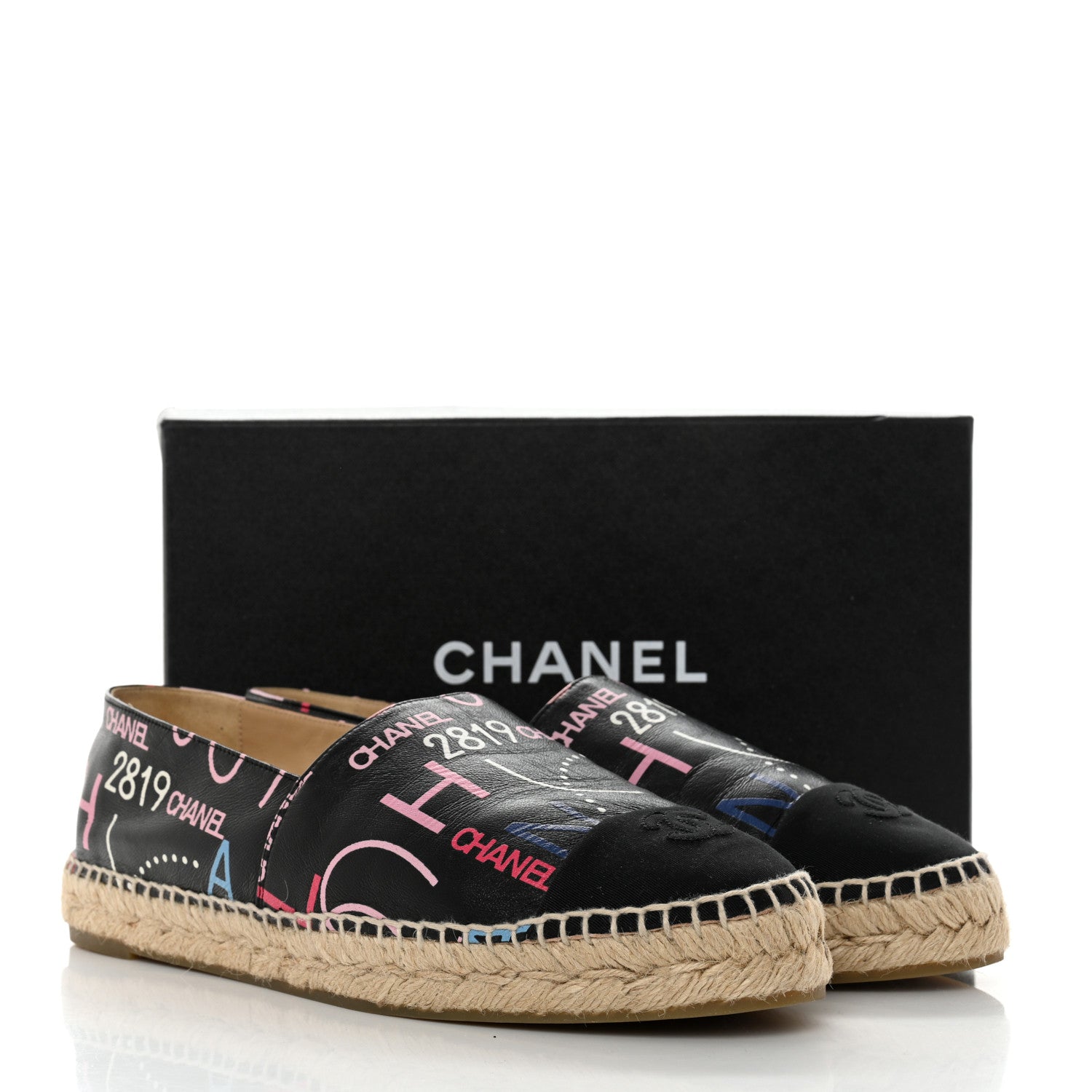 Chanel Lambskin Grosgrain Printed Espadrilles 42 Multicolor Black 12 of 12