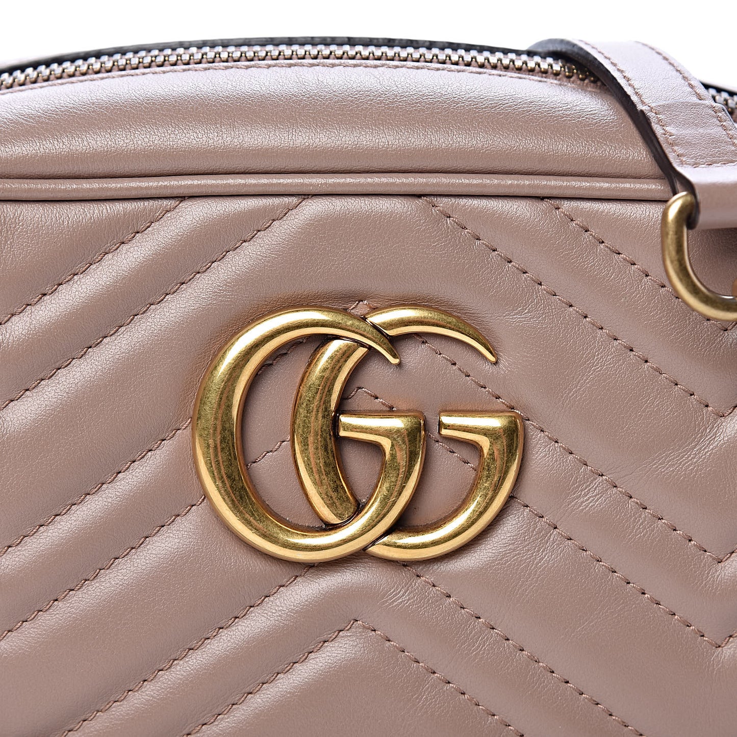 Calfskin Matelasse Small GG Marmont Chain Shoulder Bag Taupe