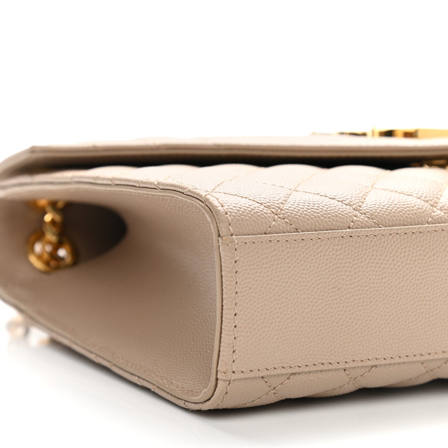 Saint Laurent Grain De Poudre Textured Mixed Matelasse Medium Triquilt Monogram Satchel Dark Beige 8 of 9