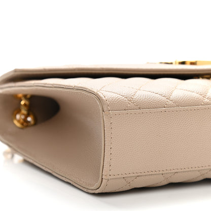 Saint Laurent Grain De Poudre Textured Mixed Matelasse Medium Triquilt Monogram Satchel Dark Beige 8 of 9