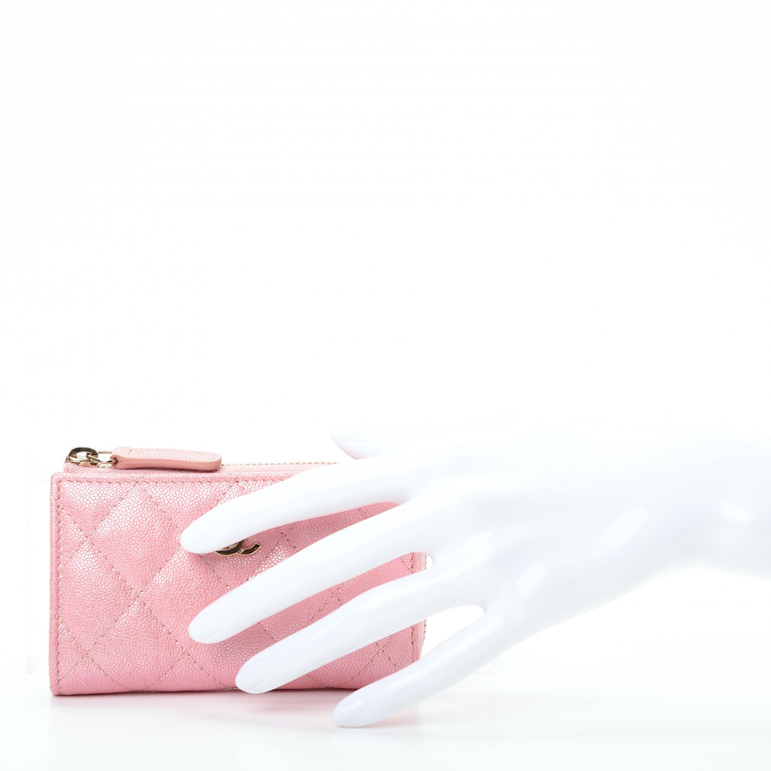 Chanel Iridescent Caviar Quilted Zipped Key Holder Case Rose Pink 2 of 8