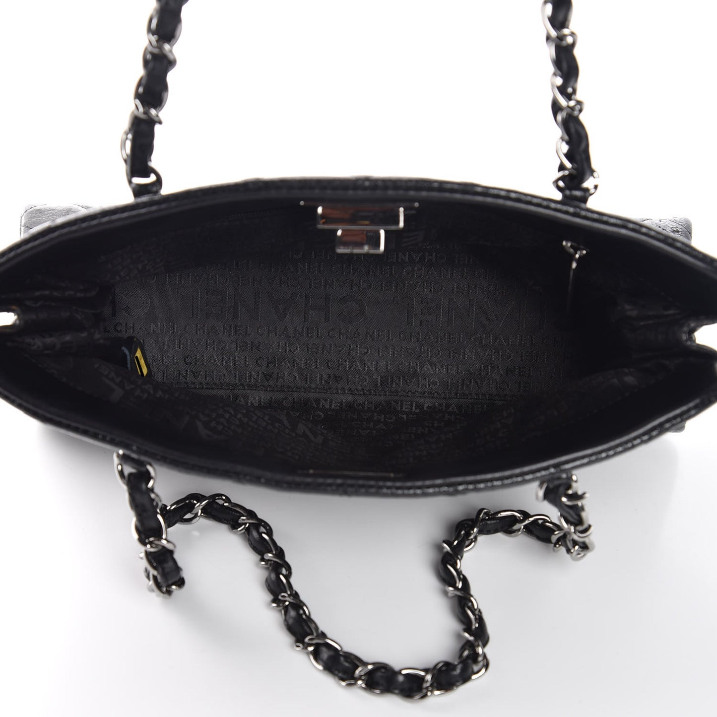 Glazed Crackled Calfskin Small Reissue Tote Black