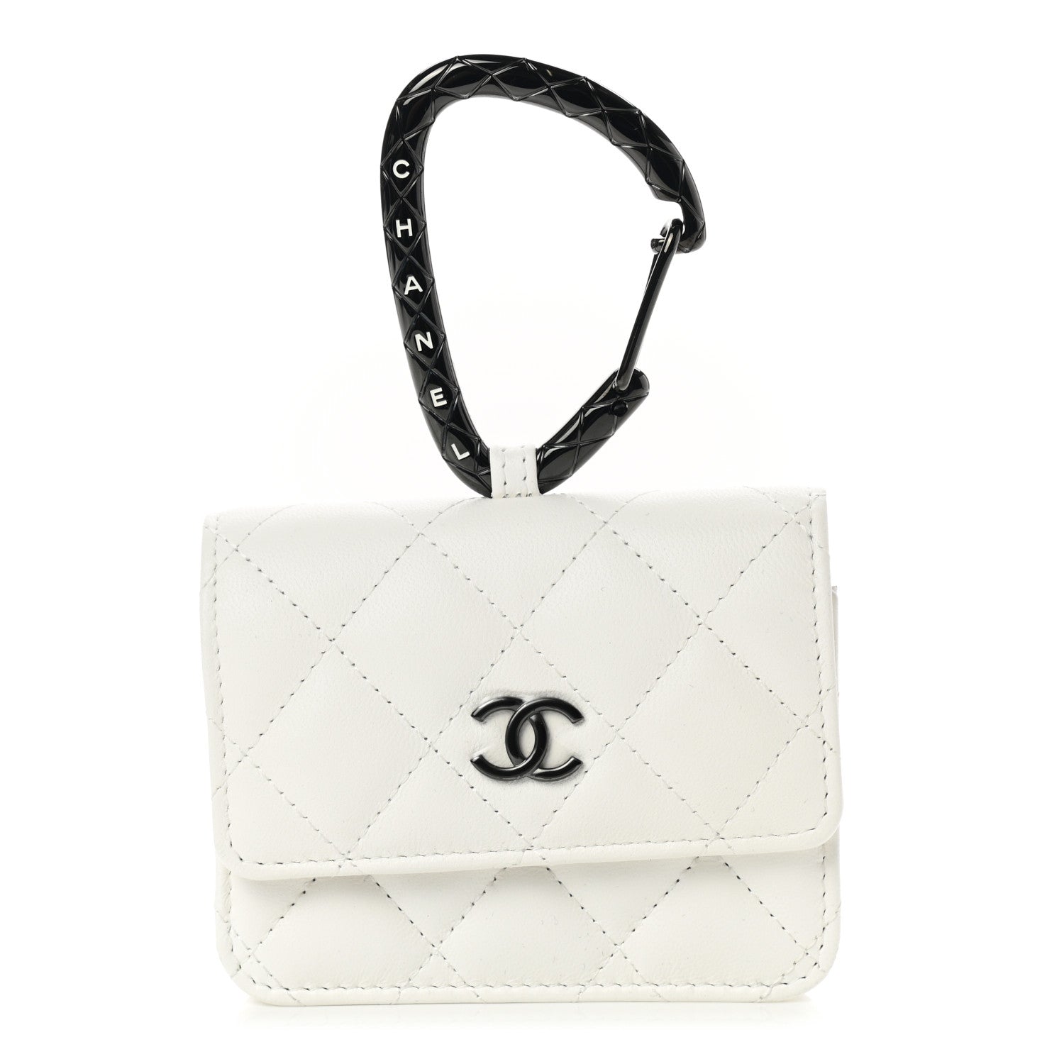 Chanel Lambskin Quilted CC Hook Card Holder White 1 of 8